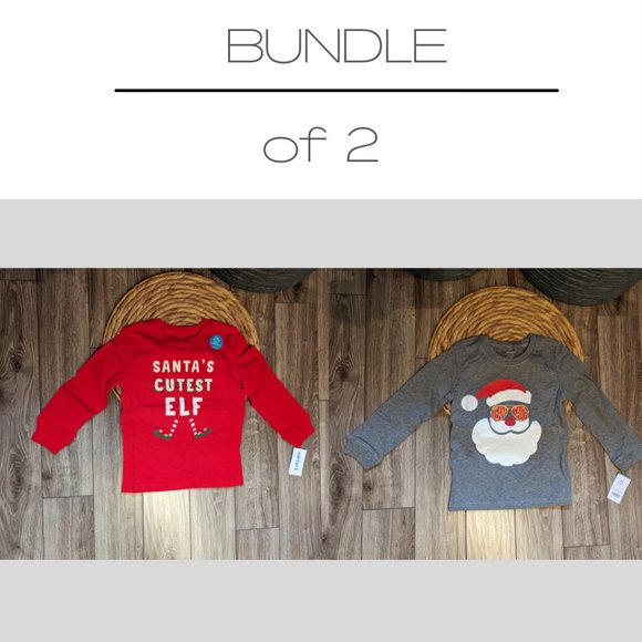 NWT 5T - Bundle of 2 - CARTER'S Christmas Long Sleeve Tees - Picture 1 of 9